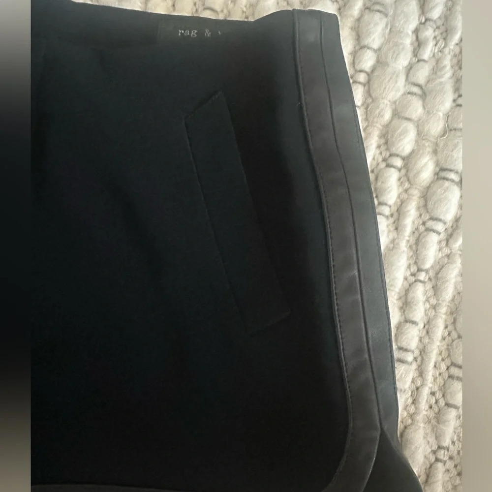 Rag & Bone Leather Trim Black Trouser Shorts Size 4 - Picture 5 of 8